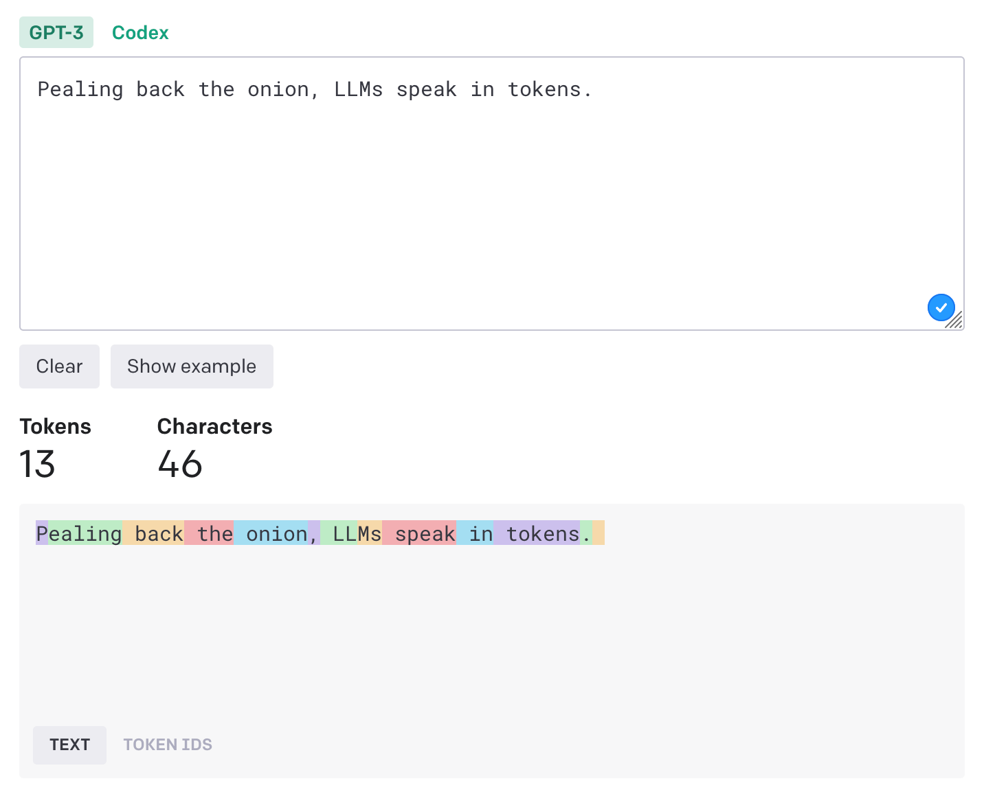 Not all words map to a single token screen shot of OpenAI's token counter Mar 11 2023